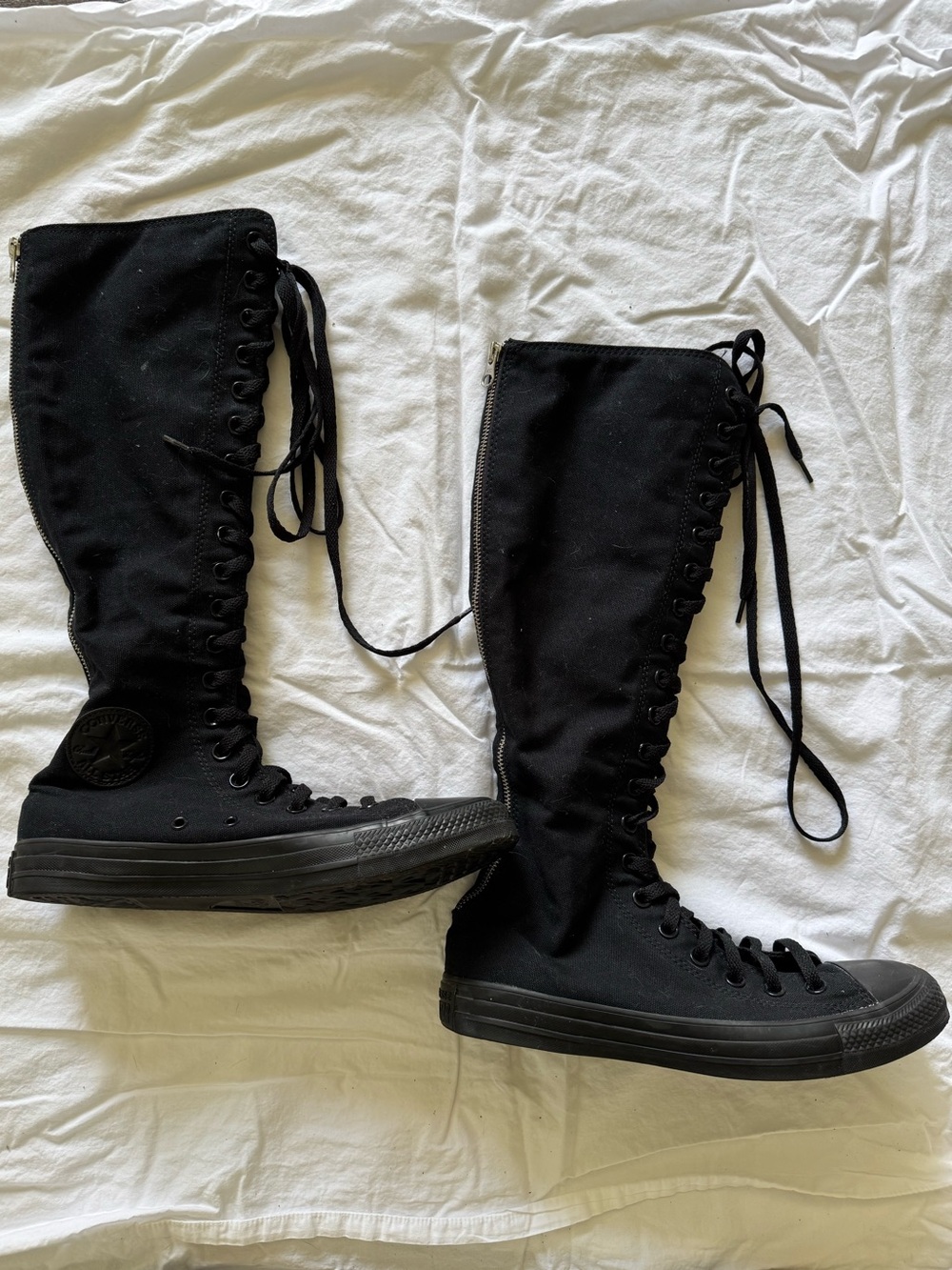 Converse Y2K All Black Knee High Lace-Up Canvas Boots - Picture 4 of 5